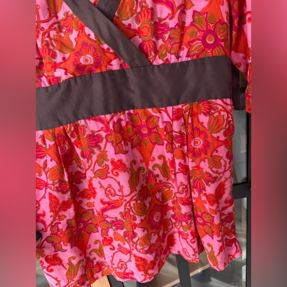 Vintage y2k silk babydoll top blouse anthropologie odille ruffle tie waist wrap - Picture 6 of 6